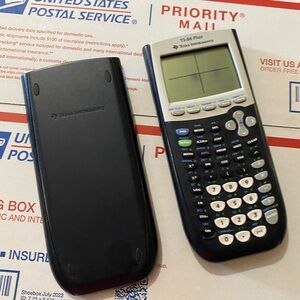 Texas Instruments TI-84 Plus Graphing Calculator Black With Cover - Tested Works
